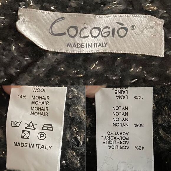 ANTHROPOLOGIE COCOGIO Italy Popover Poncho Sweater Black Grey One Size - Picture 5 of 5